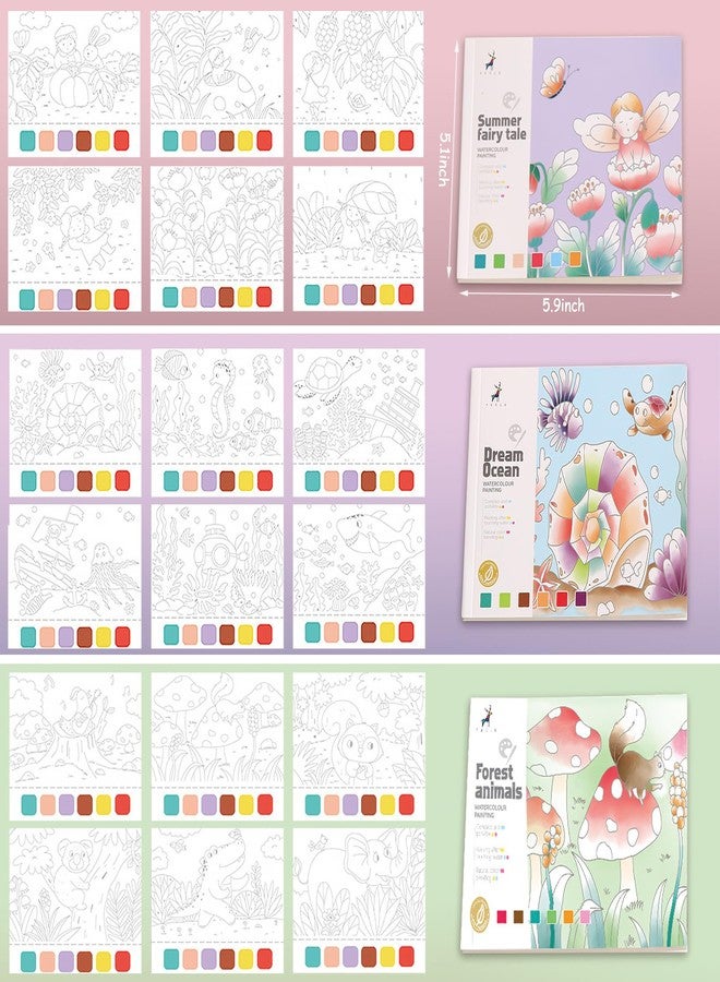 AP ARTSPER Watercolor Coloring Books 3 Pack 60 Sheet for Teens & Adults, Mess-Free Pocket Cartoon Painting Graffiti Paper Bookmarks, Arts Crafts Drawing, Party Favors, Travel Activities 5.9 * 5.1inch - Image 3